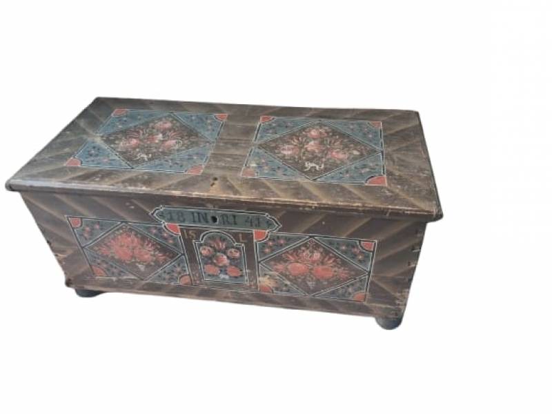 Skrzynia ludowa ręcznie malowana – 1844 rok
